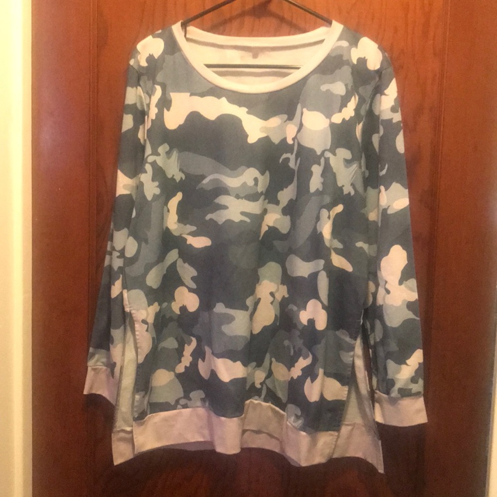 XL Blue/cream Sweatshirt tunic